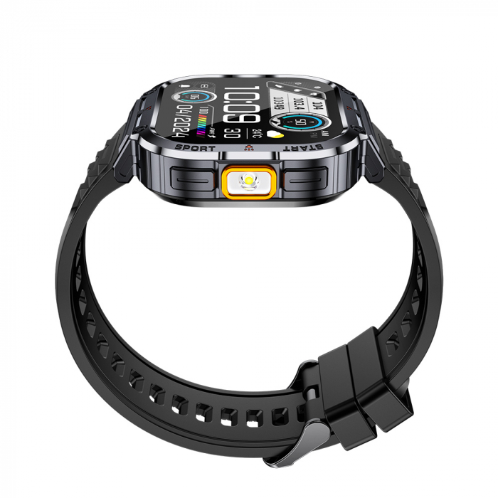 Okosóra iSEN NX23 Fekete, 2,0" HD, HRV, EKG, Egészségügyi funkciók, Sportfunkciók, Bluetooth hívás, Zenevezérlés, Zseblámpa, 400 mAh, Kompatibilis iOS és Android rendszerekkel [9]