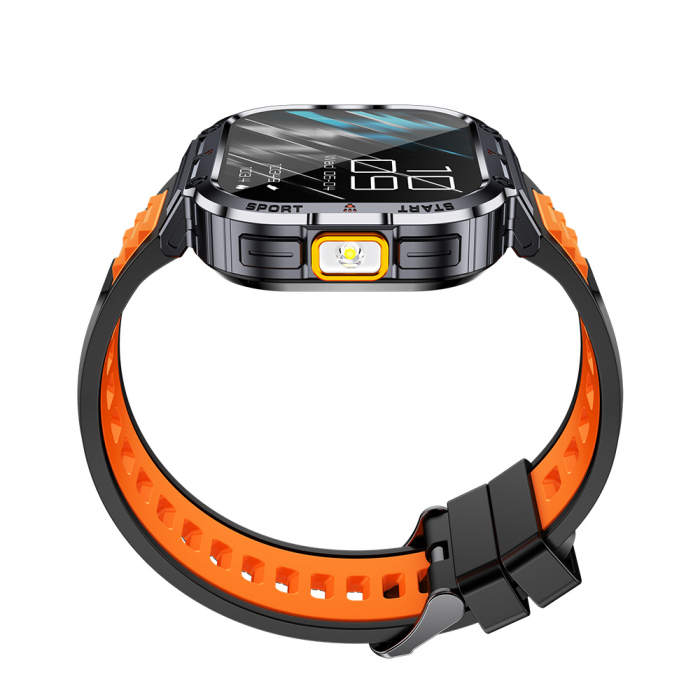 Smartwatch iSEN NX23, Orange, 2.0" HD, HRV, ECG, Health Functions, Sport Functions, Bluetooth Call, Music Control, Flashlight, 400 mAh, Compatible with iOS & Android [9]