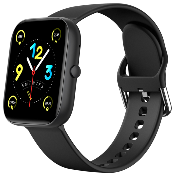 Smartwatch iSEN C08, Negru, Curea TPU Neagra, 1.91" TFT, Ritm Cardiac, Tensiune Arteriala, Oxigen in Sange (SpO2), Moduri Sport, Notificari Apeluri & Mesaje, 200 mAh, Android 5.0 / iOS 10.0 [14]