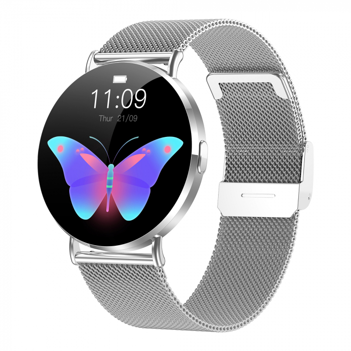 Smartwatch iSEN KM88, Argintiu, 1.32" Amoled, HRV, ECG, Functii Sanatate, Bluetooth Call, Asistenta vocala, Compatibil iOS & Android [2]