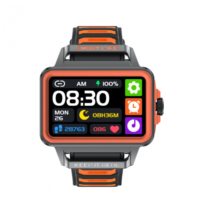 Smartwatch iSEN S666, Orange/Gray/Black, 1.57" TFT HD, iOS / Android, NFC, Alerta apel Bluetooth, Jocuri, Monitorizare sanatate, 240mAh [4]