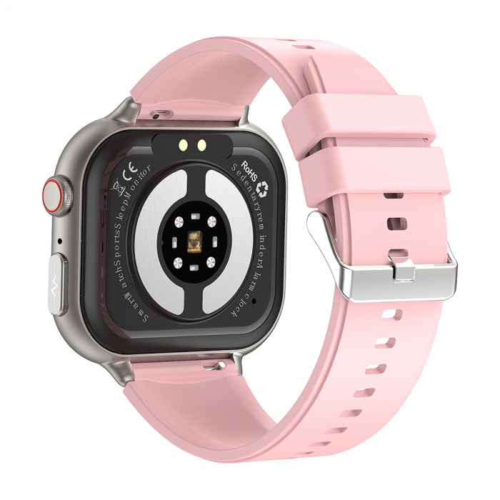 Smartwatch iSEN TK17 Roz, Silicon, 1.91" HD, ECG, Ritm Cardiac, Oxigen in Sange, Glicemie, Tensiune Arteriala, Acid Uric, BMI, Monitorizare Somn, Moduri Sport, Apeluri, Control Muzica, Vreme, 380mAh [4]