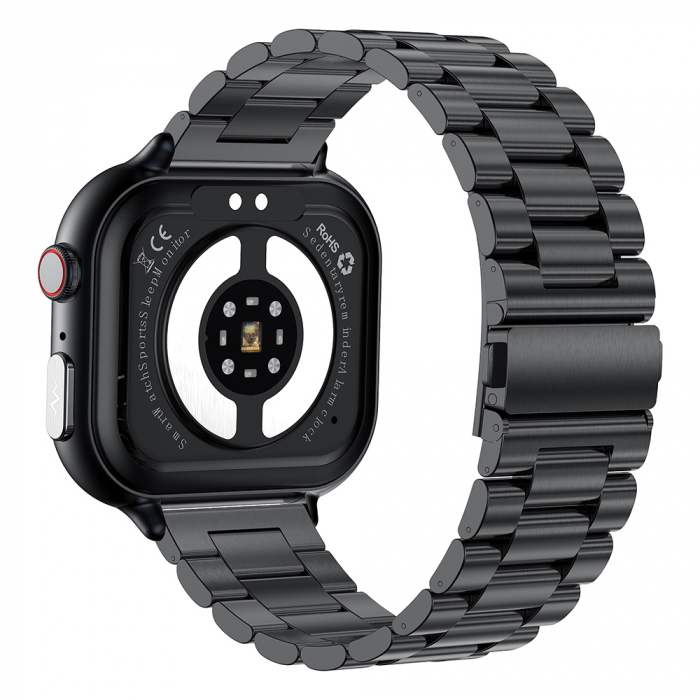 Smartwatch iSEN TK17 Negru, Otel, 1.91" HD, ECG, Ritm Cardiac, Oxigen in Sange, Glicemie, Tensiune Arteriala, Acid Uric, BMI, Monitorizare Somn, Moduri Sport, Apeluri, Control Muzica, Vreme, 380mAh [4]