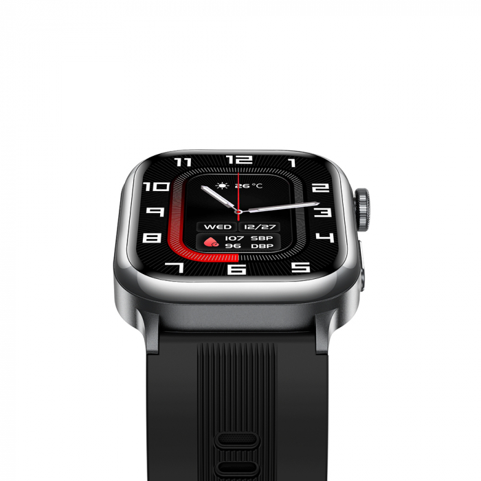 Smartwatch iSEN TK66 Black, 2.06" AMOLED, Air Pump + Airbag Blood Pressure Monitor, ECG, Heart Rate, Blood Oxygen, Sleep & Health Monitoring, Sports Modes, BT Call, Music Control, NFC, 530mAh [6]