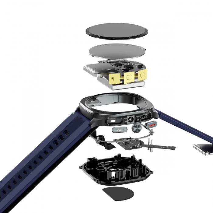 Okosóra iSEN TK65 Kék, 1.43"AMOLED, Inflálható mandzsetta vérnyomásmérő, Sport módok, Egészség- és alvásfigyelés, BT hívás, Zenevezérlés, Időjárás előrejelzés, NFC, 530mAh [9]