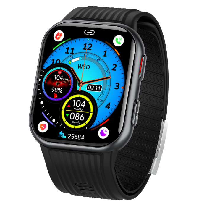 iSEN TK67 Smartwatch, Black, 1.952” AMOLED, Bluetooth Calls, Air Pump Blood Pressure, ECG, Heart Rate, SpO2, Temperature, SOS, IP66, 530mAh Battery [5]