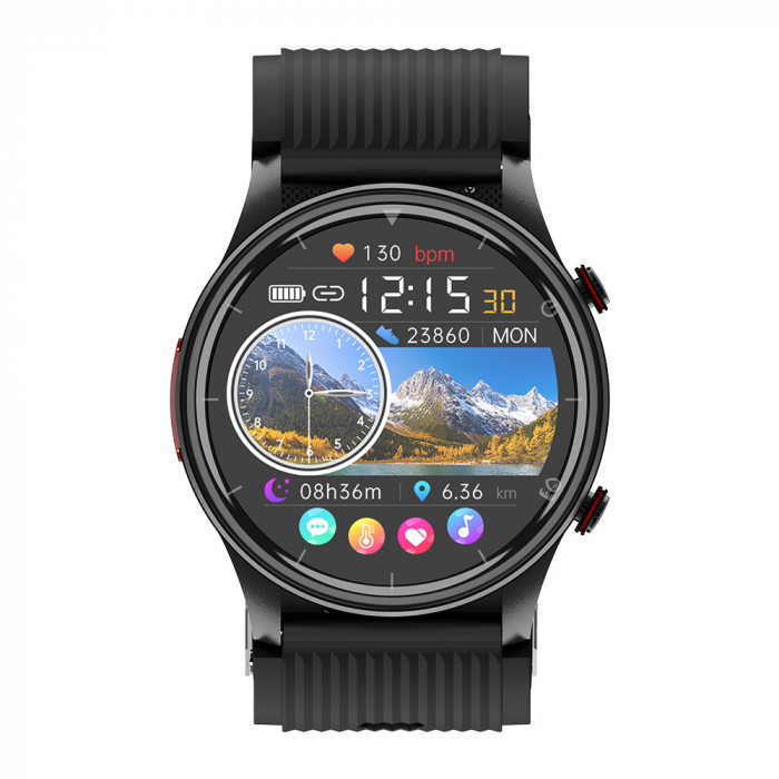 Smartwatch iSEN P700 Black, 1.43" AMOLED, Air Pump Blood Pressure Monitor, ECG, Heart Rate, Blood Oxygen, Temperature, Sleep & Health Tracking, Sports Modes, BT Call, Music Control, 300mAh [9]