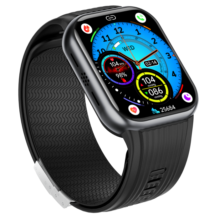 iSEN TK67 Smartwatch, Black, 1.952” AMOLED, Bluetooth Calls, Air Pump Blood Pressure, ECG, Heart Rate, SpO2, Temperature, SOS, IP66, 530mAh Battery [4]