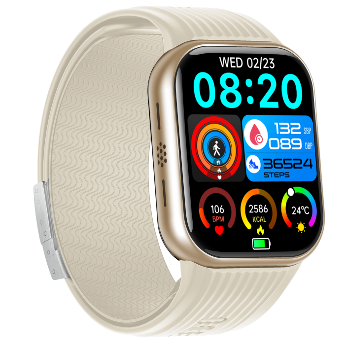 iSEN TK67 Smartwatch, Gold, 1.952” AMOLED, Bluetooth Calls, Air Pump Blood Pressure, ECG, Heart Rate, SpO2, Temperature, SOS, IP66, 530mAh Battery [3]