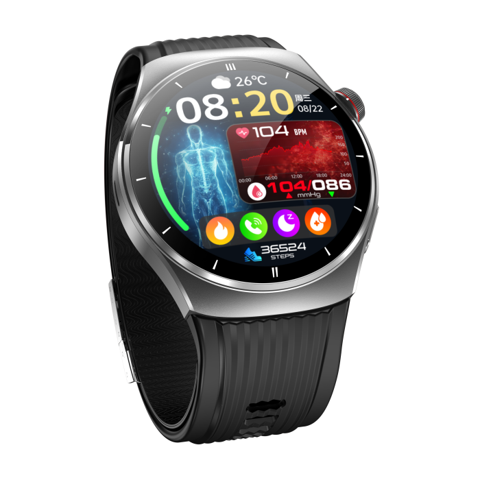 Smartwatch iSEN TK68, Negru, 1.43” AMOLED 466×466, Tensiune cu Pompă de Aer, ECG, SpO2 la Deget, Apeluri Bluetooth, SOS, NFC, IP66, Baterie 530mAh [6]