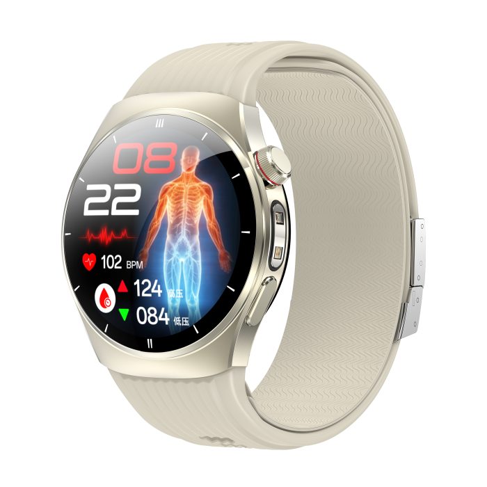 iSEN TK68 Okosóra, Arany, 1.43” AMOLED 466×466, Vérnyomásmérés Légpumpával, ECG, Ujjbegyes SpO2, Bluetooth Hívás, SOS, NFC, IP66, 530mAh Akkumulátor [2]