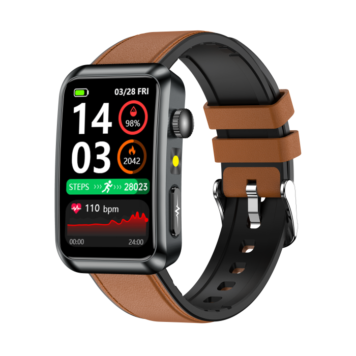 Smartwatch iSEN TK77 Maro, Piele, 1.57" HD, ECG, Micro-Examinare, Risc Glicemie, Acid Uric & Lipide, Apel BT, Asistent Vocal, Lanterna, SOS, 250mAh [2]