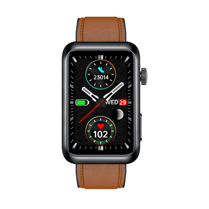 Smartwatch iSEN TK77 Maro, Piele, 1.57" HD, ECG, Micro-Examinare, Risc Glicemie, Acid Uric & Lipide, Apel BT, Asistent Vocal, Lanterna, SOS, 250mAh [10]