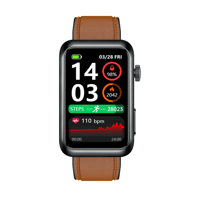 Smartwatch iSEN TK77 Maro, Piele, 1.57" HD, ECG, Micro-Examinare, Risc Glicemie, Acid Uric & Lipide, Apel BT, Asistent Vocal, Lanterna, SOS, 250mAh [11]