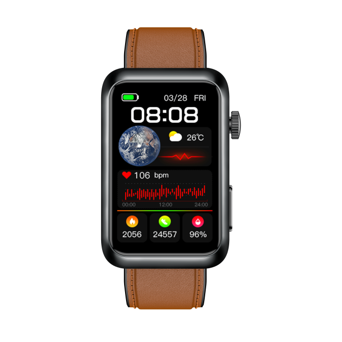 Smartwatch iSEN TK77 Maro, Piele, 1.57" HD, ECG, Micro-Examinare, Risc Glicemie, Acid Uric & Lipide, Apel BT, Asistent Vocal, Lanterna, SOS, 250mAh [12]