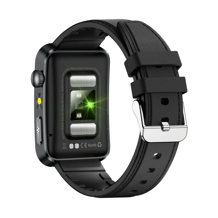 Smartwatch iSEN TK77 Black, Leather, 1.57" HD, ECG, Micro-Exam, Blood Glucose, Uric Acid & Lipids Risk, BT Call, Voice Assistant, Flashlight, SOS, 250mAh [13]