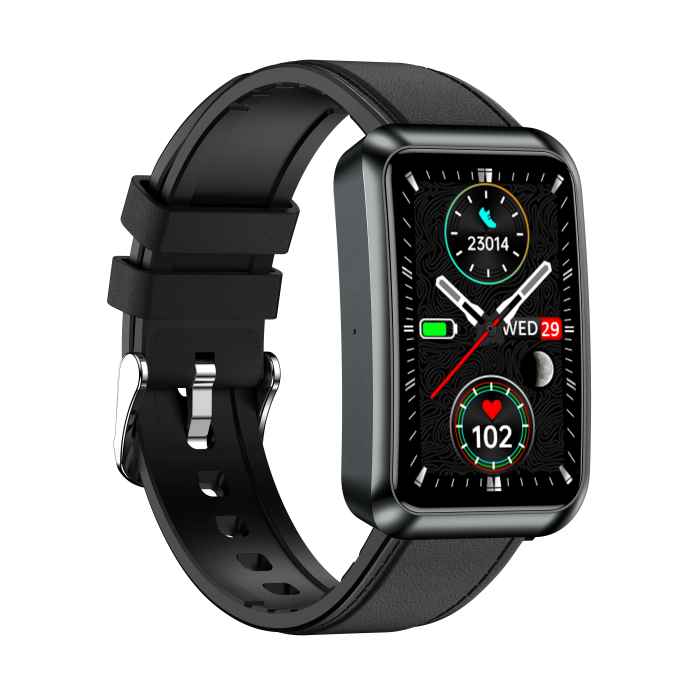 Smartwatch iSEN TK77 Black, Leather, 1.57" HD, ECG, Micro-Exam, Blood Glucose, Uric Acid & Lipids Risk, BT Call, Voice Assistant, Flashlight, SOS, 250mAh [7]