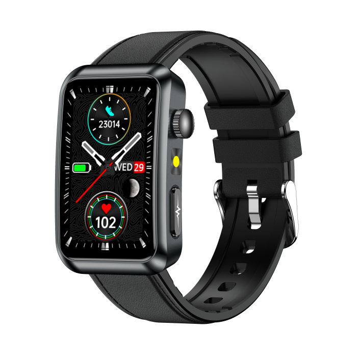 Smartwatch iSEN TK77 Black, Leather, 1.57" HD, ECG, Micro-Exam, Blood Glucose, Uric Acid & Lipids Risk, BT Call, Voice Assistant, Flashlight, SOS, 250mAh [3]