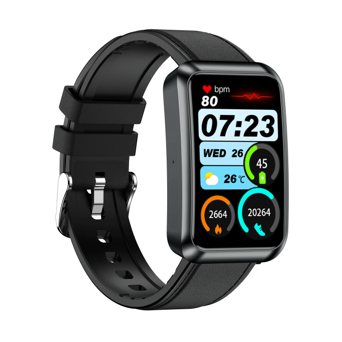 Smartwatch iSEN TK77 Black, Leather, 1.57" HD, ECG, Micro-Exam, Blood Glucose, Uric Acid & Lipids Risk, BT Call, Voice Assistant, Flashlight, SOS, 250mAh [8]