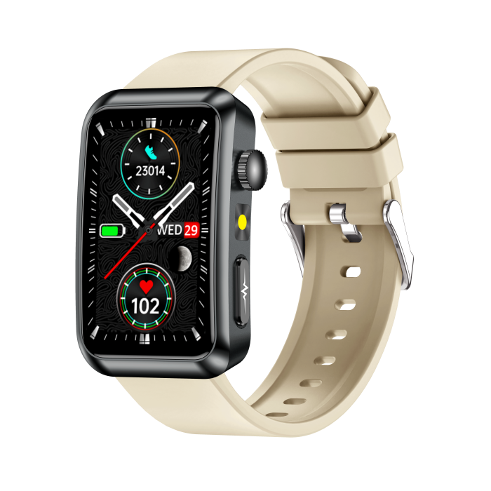 iSEN TK77 Okosóra Fehér, Szilikon, 1.57" HD, EKG, Mikro-Vizsgálat, Vércukor, Húgysav & Zsír Kockázat, BT Hívás, Hangasszisztens, Zseblámpa, SOS, 250mAh [2]