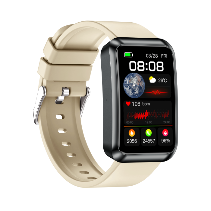 iSEN TK77 Okosóra Fehér, Szilikon, 1.57" HD, EKG, Mikro-Vizsgálat, Vércukor, Húgysav & Zsír Kockázat, BT Hívás, Hangasszisztens, Zseblámpa, SOS, 250mAh [8]