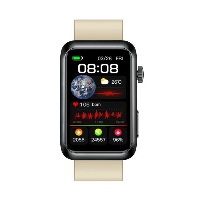 iSEN TK77 Okosóra Fehér, Szilikon, 1.57" HD, EKG, Mikro-Vizsgálat, Vércukor, Húgysav & Zsír Kockázat, BT Hívás, Hangasszisztens, Zseblámpa, SOS, 250mAh [12]