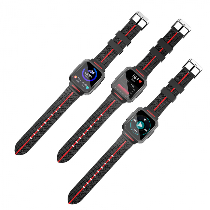 Smartwatch iSEN C1 Negru cu rosu [2]