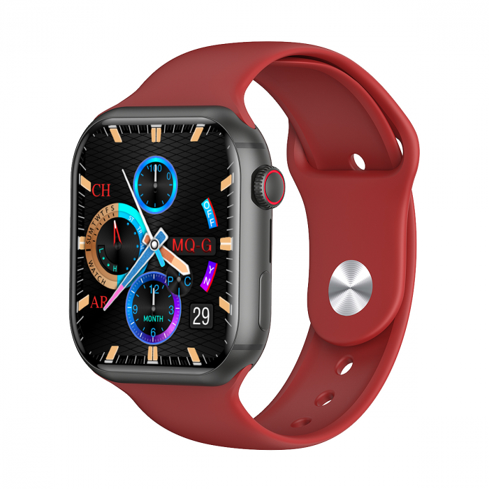 Smartwatch iSEN Watch DM60, negru cu bratara rosie silicon, 4G, 2.02 HD, 4GB RAM + 64GB ROM, android 8.1, Bt v4.2, nanoSIM, IP67, 800 mAh