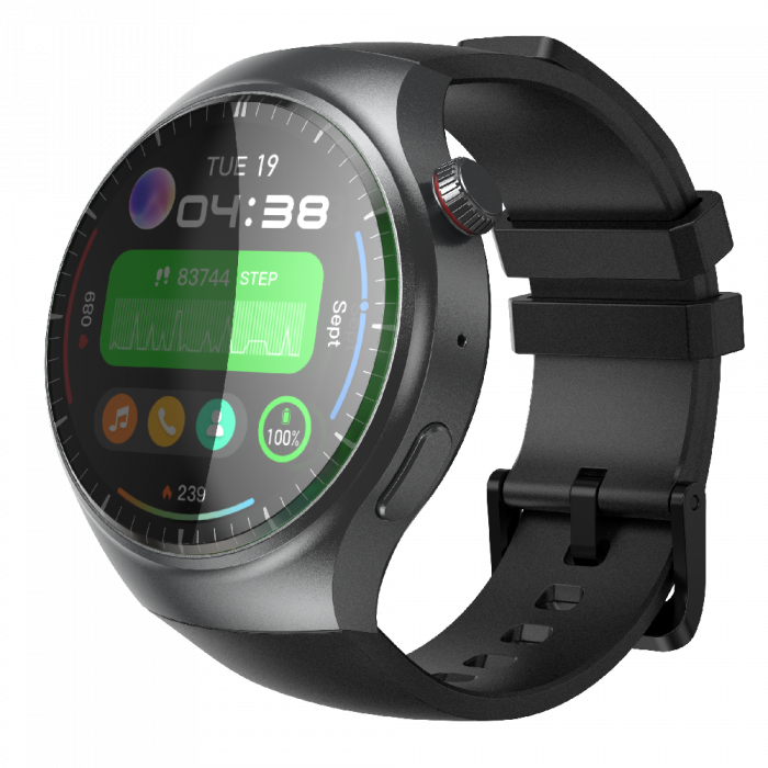 Smartwatch iSEN Watch DM80 Black, 4G, 1.42 AMOLED HD, 2GB RAM + 16GB ROM, Android 8.1, Bt v4.2, Microfon, nanoSIM, GPS, Monitorizare sanatate, 950mAh