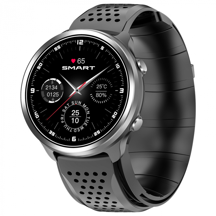 Smartwatch iSEN Watch P30 Gri cu bratara neagra din TPU, 1.3 , Tensiometru cu manseta gonflabila, Temperatura, Oxigen