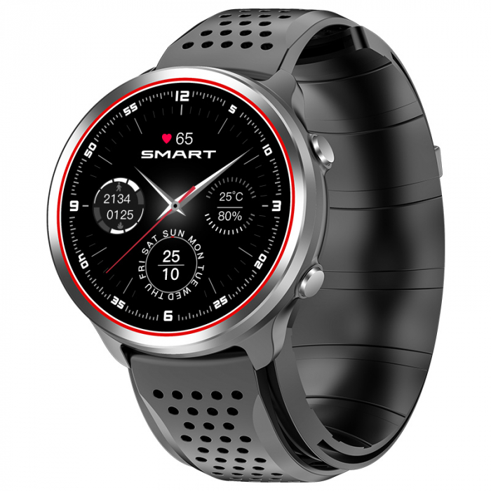 Smartwatch iSEN Watch P30 Gri cu Rosu cu bratara neagra din TPU, 1.3 , Tensiometru cu manseta gonflabila, Temperatura, Oxigen