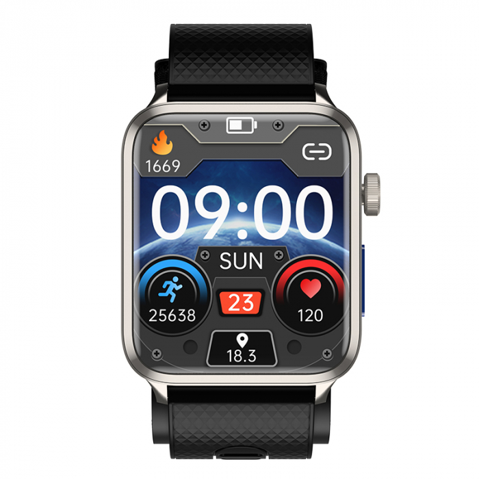 iSEN Watch P300 okosóra, IPS 1.83", levehető felfújható mandzsetta, egészségmonitorozás, hangriasztás, családi távoli monitorozás, több sportág, BT zene, IP67, 230mAh, Silver [2]