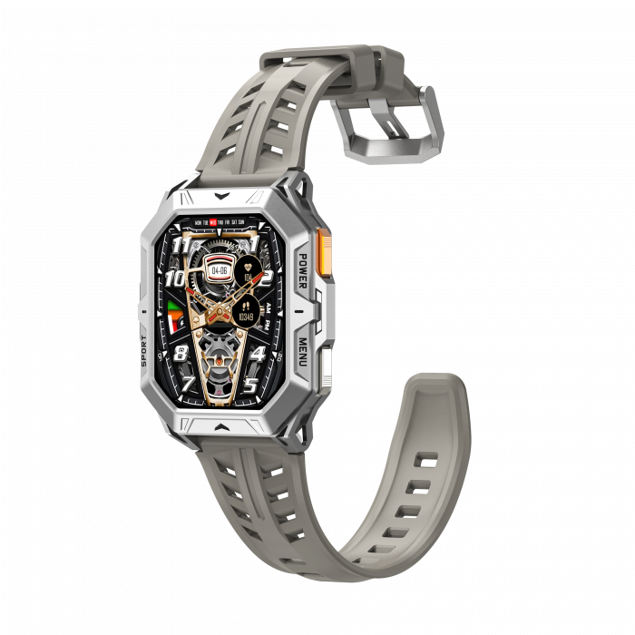 Smartwatch iSEN X1 Pro, Curea de silicon gri, 2.13" AMOLED HD, HRV, ECG, Monitorizare sanatate, Functii sport, Bluetooth Call, 1000 mAh, Android 9.0 or iOS 9.0 sau mai recent [7]