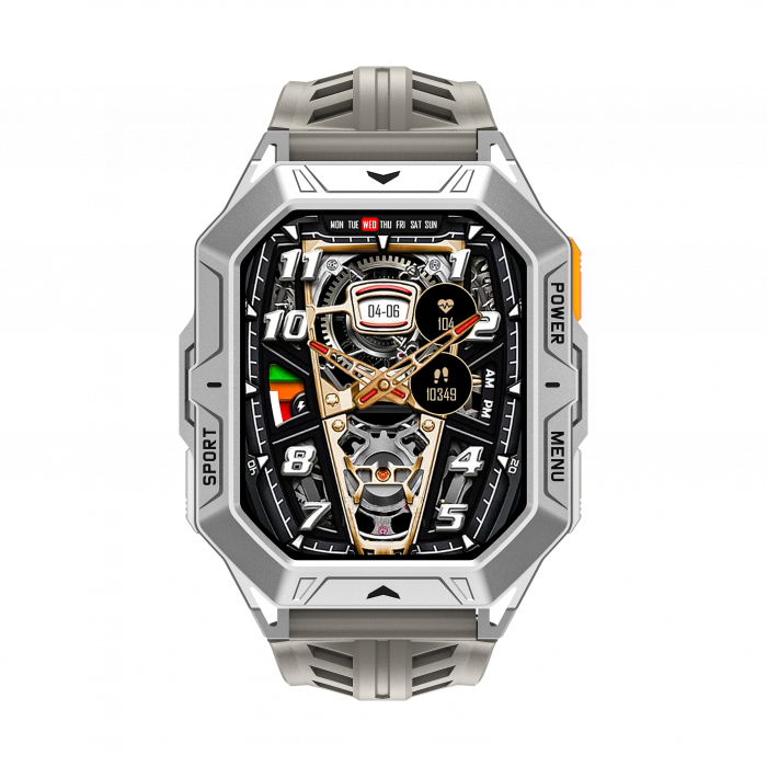 Smartwatch iSEN X1 Pro, Curea de silicon gri, 2.13" AMOLED HD, HRV, ECG, Monitorizare sanatate, Functii sport, Bluetooth Call, 1000 mAh, Android 9.0 or iOS 9.0 sau mai recent [2]