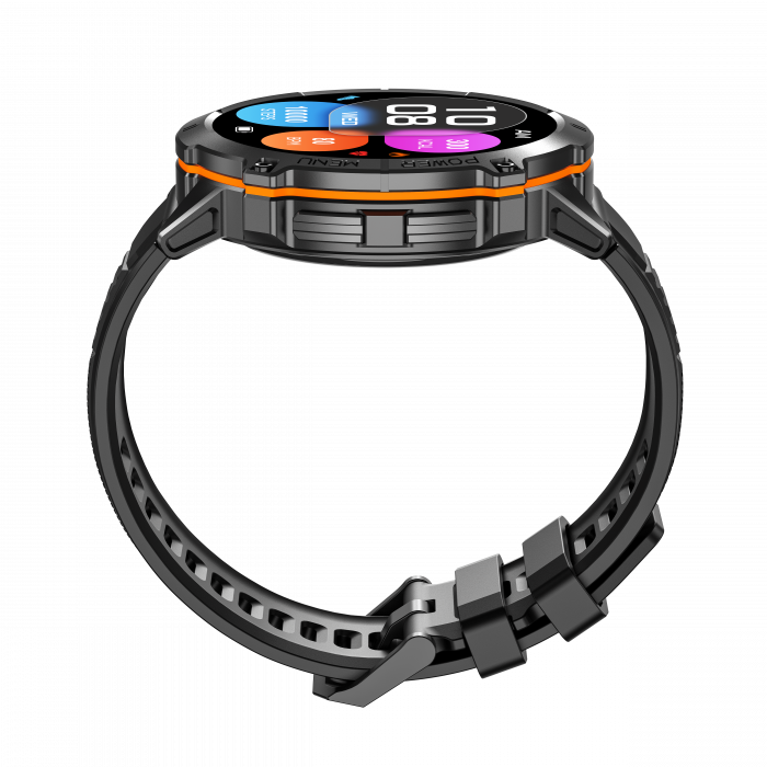 iSEN X3 okosora, fekete szilikon, 1.73" AMOLED, SpO2-, stresszfigyeles, 100+ sportmod, Bluetooth, 1000 mAh, Android 9.0 vagy iOS 9.0 es ujabb verzio kompatibilis [10]