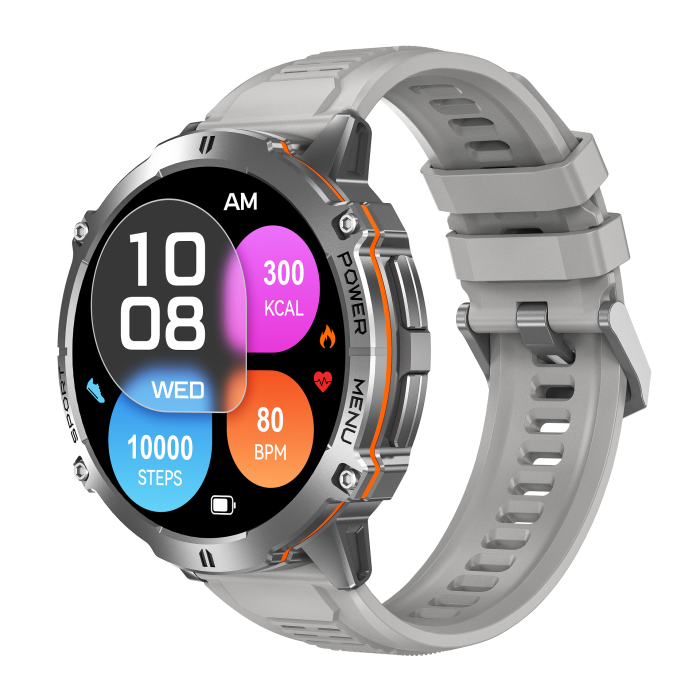 iSEN X3 Okosóra, Szürke, 1.73” AMOLED HD, Bluetooth Hívások, GPT, AI Számlap, Pulzus, 150+ Sportmód, GoMore, 1 ATM, 1000mAh Akkumulátor, 100 Napos Készenlét [3]
