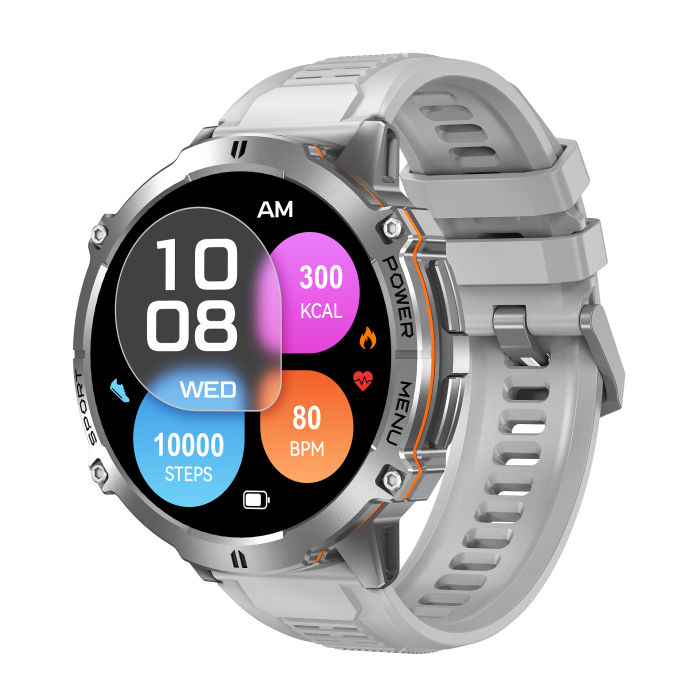 iSEN X3 Okosóra, Szürke, 1.73” AMOLED HD, Bluetooth Hívások, GPT, AI Számlap, Pulzus, 150+ Sportmód, GoMore, 1 ATM, 1000mAh Akkumulátor, 100 Napos Készenlét [13]