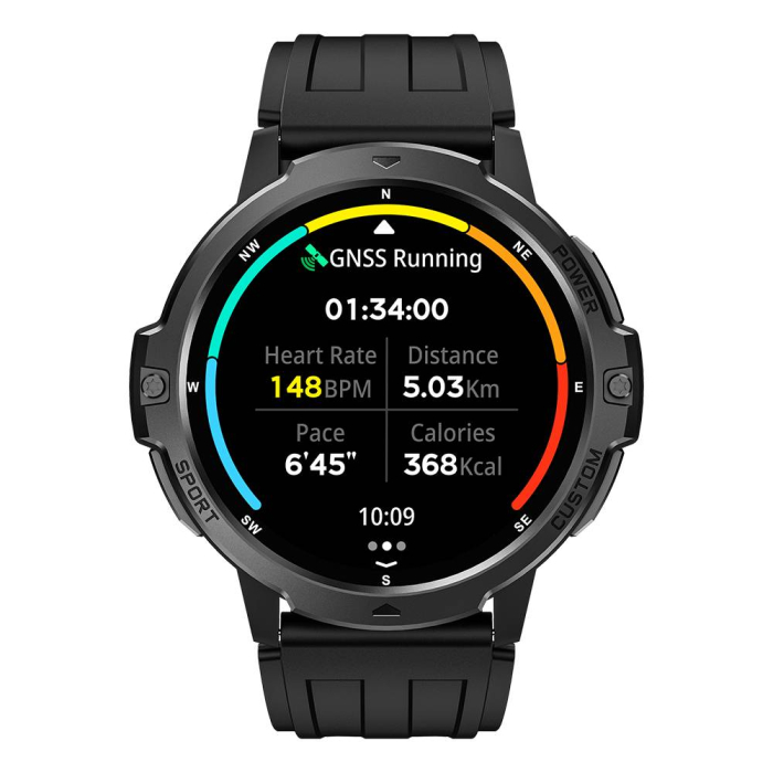 iSEN C31 GPS Okosóra, Fekete, 1.46” HD, Bluetooth 5.3 Hívások, Multi-System GPS, Pulzus, Alvás, 100+ Sportmód, 6-Tengelyes Szenzor, 2 ATM, 500mAh Akkumulátor [3]