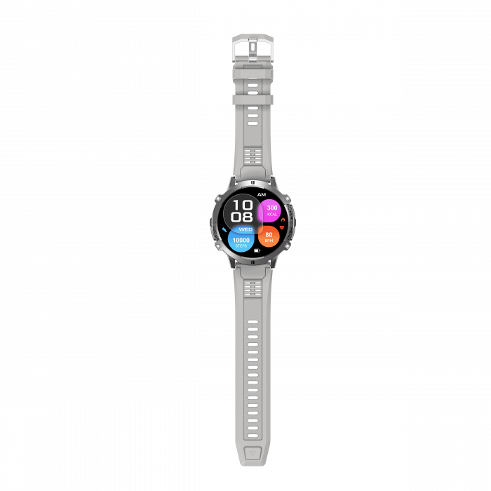 iSEN X3 okosora, Szürke szilikon, 1.73" AMOLED, SpO2-, stresszfigyeles, 100+ sportmod, Bluetooth, 1000 mAh, Android 9.0 vagy iOS 9.0 es ujabb verzio kompatibilis [12]