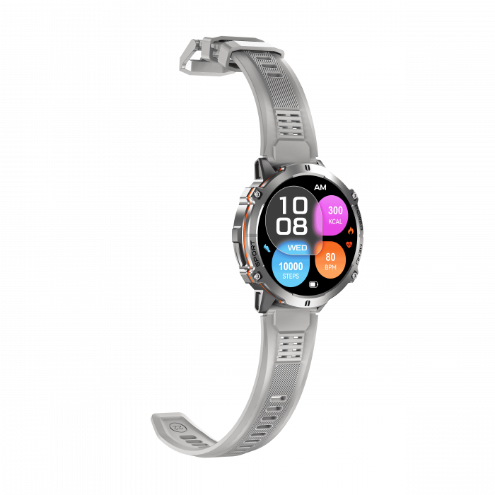 iSEN X3 okosora, Szürke szilikon, 1.73" AMOLED, SpO2-, stresszfigyeles, 100+ sportmod, Bluetooth, 1000 mAh, Android 9.0 vagy iOS 9.0 es ujabb verzio kompatibilis [9]