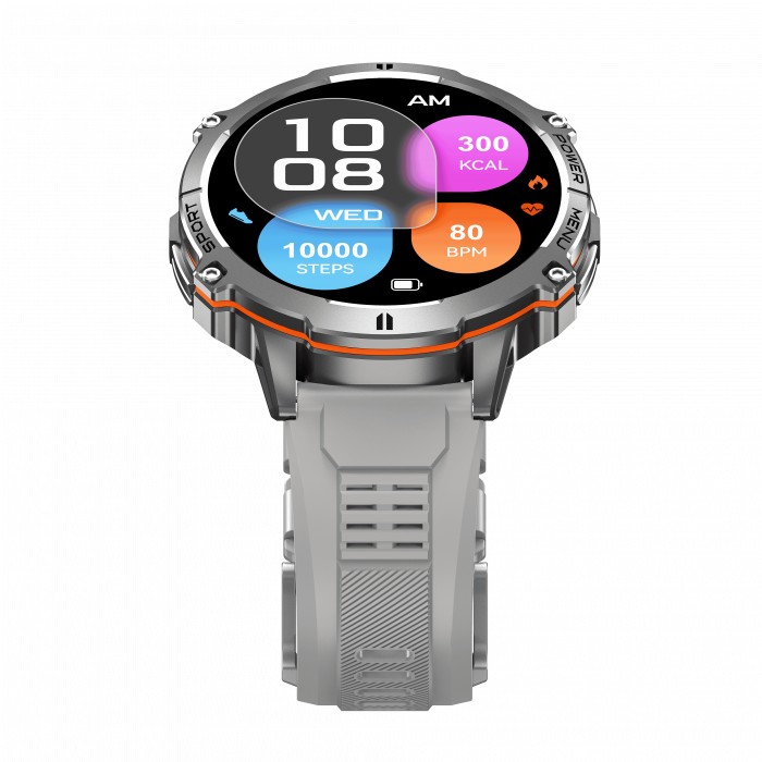 iSEN X3 okosora, Szürke szilikon, 1.73" AMOLED, SpO2-, stresszfigyeles, 100+ sportmod, Bluetooth, 1000 mAh, Android 9.0 vagy iOS 9.0 es ujabb verzio kompatibilis [4]