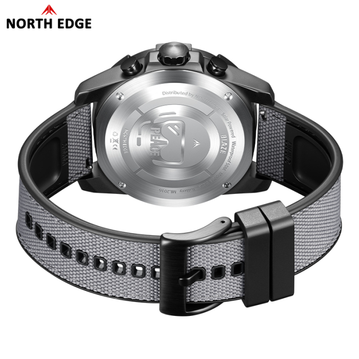 Ceas North Edge Blaze, Negru, Ecran FSTN, Alimentare Solara, Cronograf, Carcasa Aliaj de Zinc/Otel Inoxidabil, Curea TPR+Nylon [4]