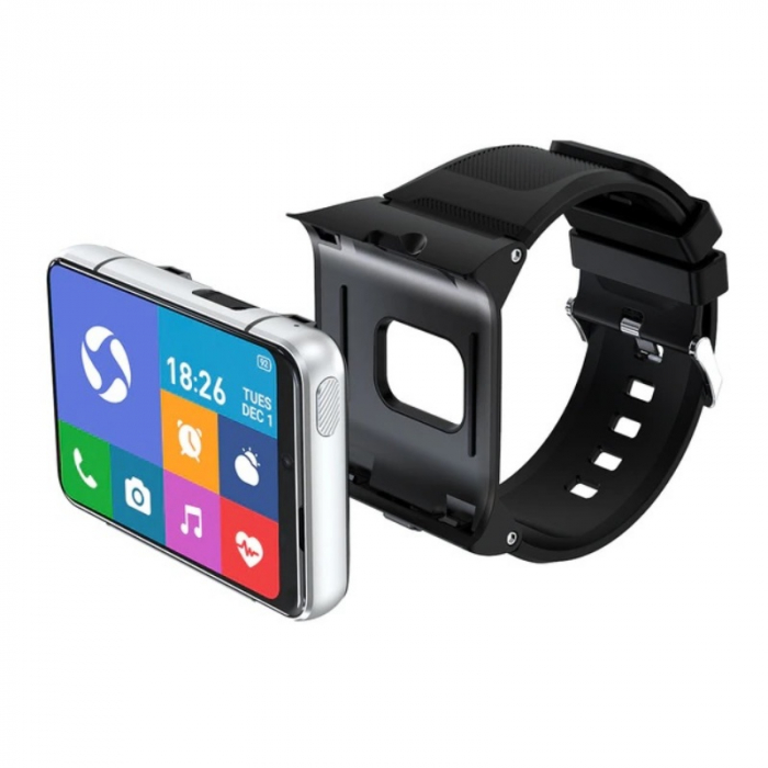 Smartwatch STAR S999 Silver, 4G, AMOLED 2.88 HD, 4GB RAM, 64GB ROM, Android 9, MTK6761 QuadCore, GPS, Ritm cardiac, Dual camera, 2300mAh