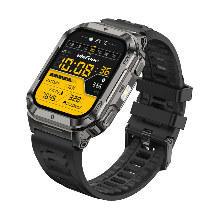 Ulefone Armor Watch Ultra Okosóra, Fekete, 1.93” AMOLED 60Hz, GPS + AGPS, Offline Térképek, Bluetooth Hívás, Pulzus, SpO2, HRV, 5ATM, IP68/IP69K, 700mAh [4]