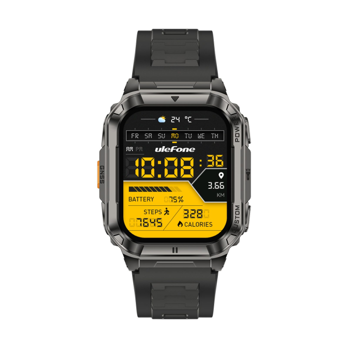 Ulefone Armor Watch Ultra Okosóra, Fekete, 1.93” AMOLED 60Hz, GPS + AGPS, Offline Térképek, Bluetooth Hívás, Pulzus, SpO2, HRV, 5ATM, IP68/IP69K, 700mAh [2]