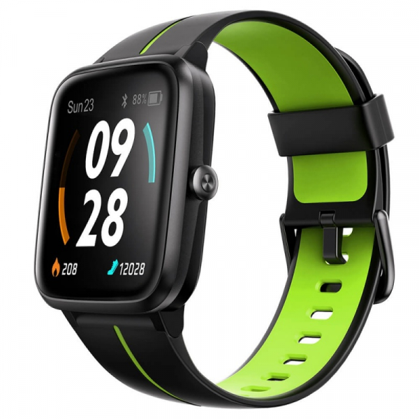 Smartwatch Ulefone Watch GPS Negru cu Verde, TFT 1.3 touch screen, Ritm cardiac, Monitorizare Menstruatie, Waterproof, Meteo, 210mAh