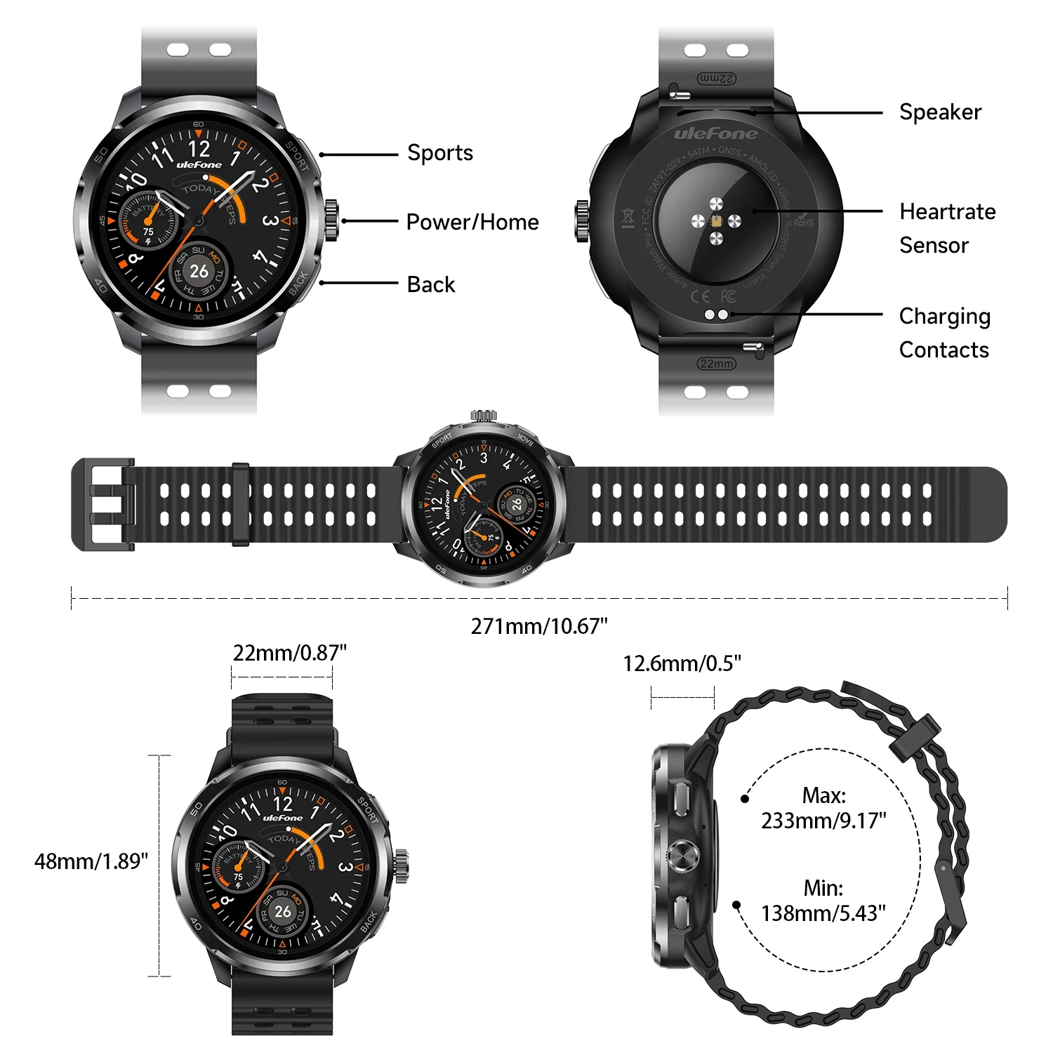 Smartwatch Ulefone  Armor Watch Pro Negru [2]