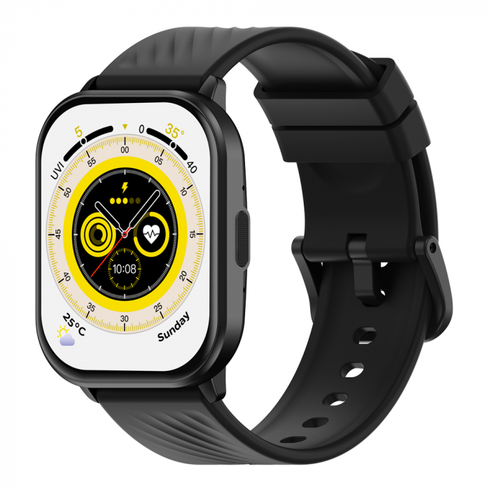 Smartwatch Zeblaze GTS 3 Negru, Display 2.03 HD, Apel vocal, Moduri sport 100+, Monitorizare sanatate 24 24, IP68, 280mAh