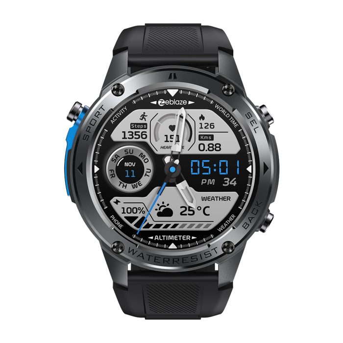 Smartwatch Zeblaze Stratos 2 Ultra 4G, Negru, GPS Dual-band, Apel Bluetooth, 1.43 AMOLED, 500 mAh, 170+ Moduri Sport