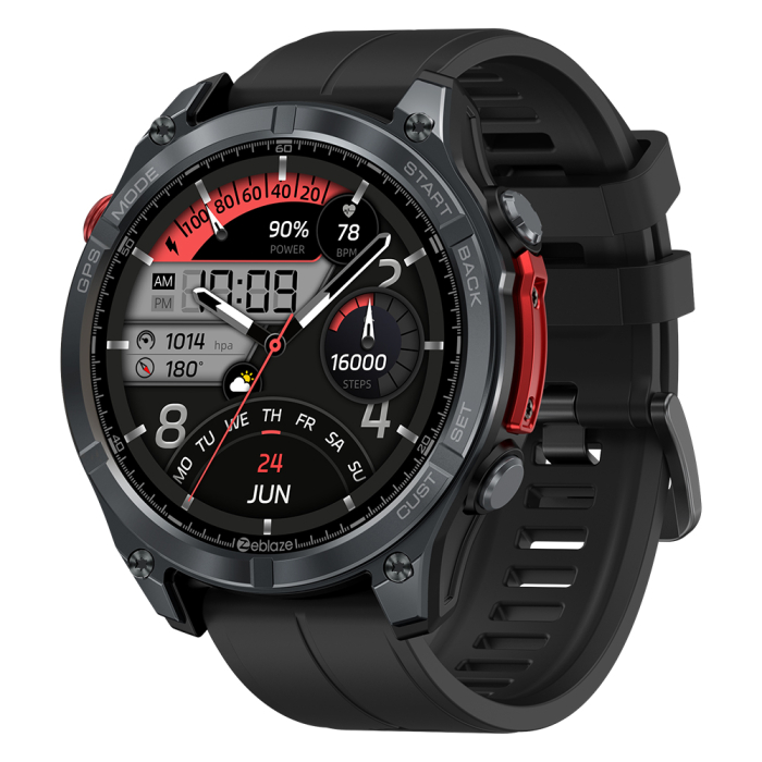 Smartwatch Zeblaze Stratos 4 Negru, 1.43   AMOLED, GPS (6 Sisteme Satellite), HR, SpO2, Apeluri Bluetooth, Notificari, 500mAh, Aplicatie dedicata: GloryFitPro, BLE 5.3, 170+ Moduri Sport